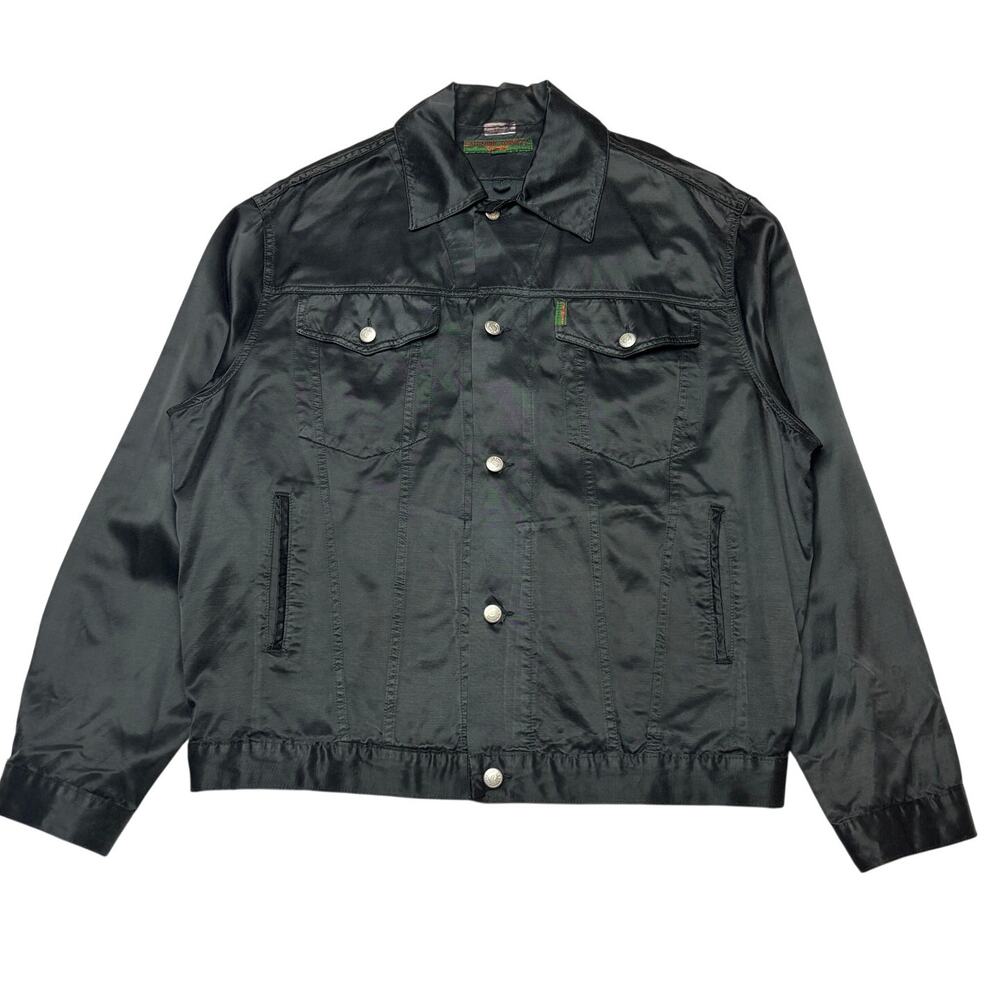 Vintage Katherinne Hamnett Denim Black Textured Trucker Jacket Men's XL RARE
